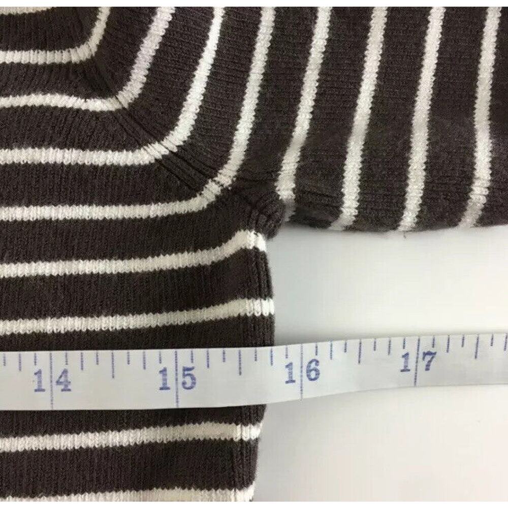 LOFT Women's Sweater Sz S Striped Brown,‎ White, Blue - Picture 6 of 9